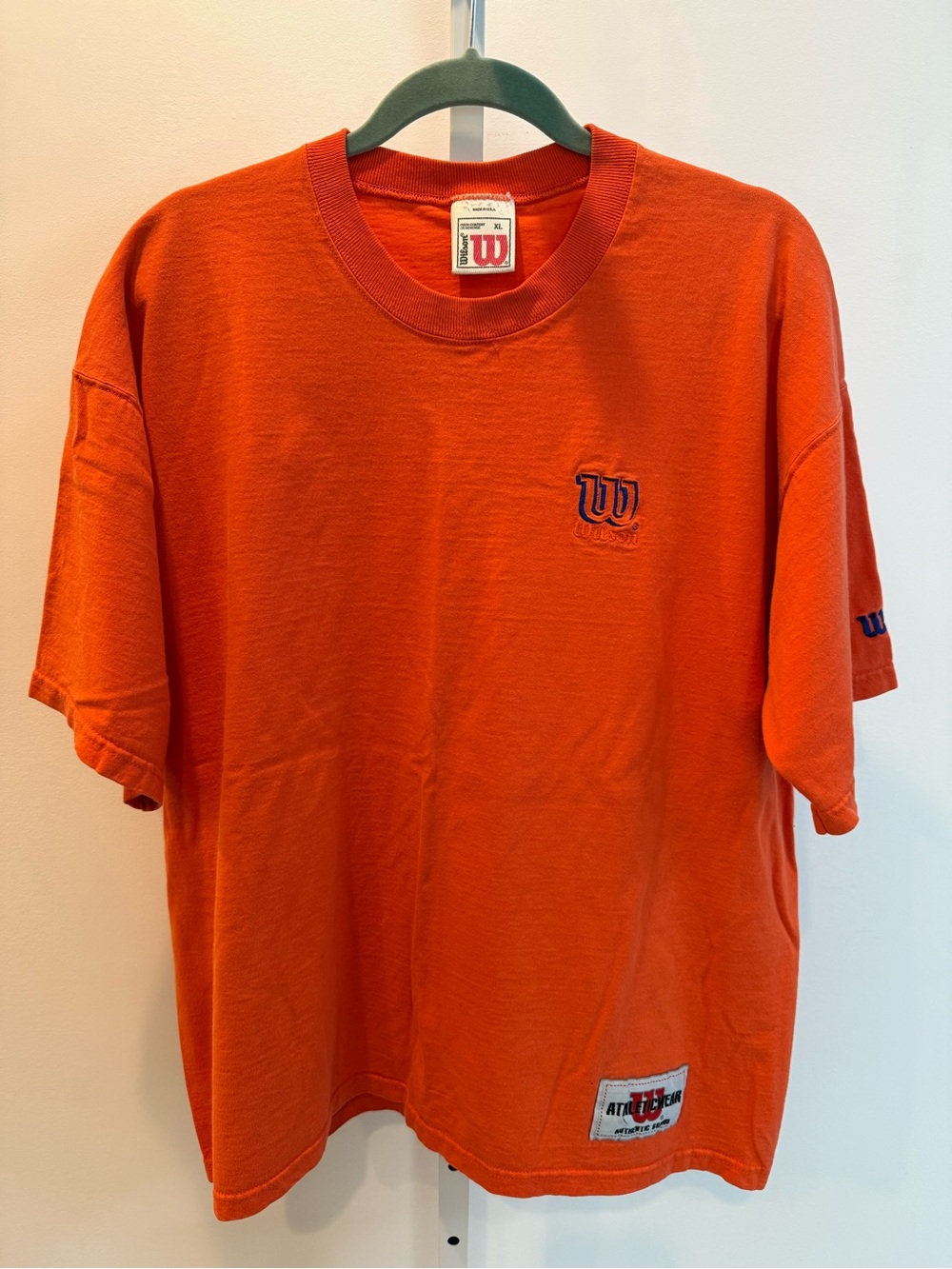 Vintage Wilson Orange Short Sleeve Logo T‑Shirt Sportwear Athletic Men Size XL